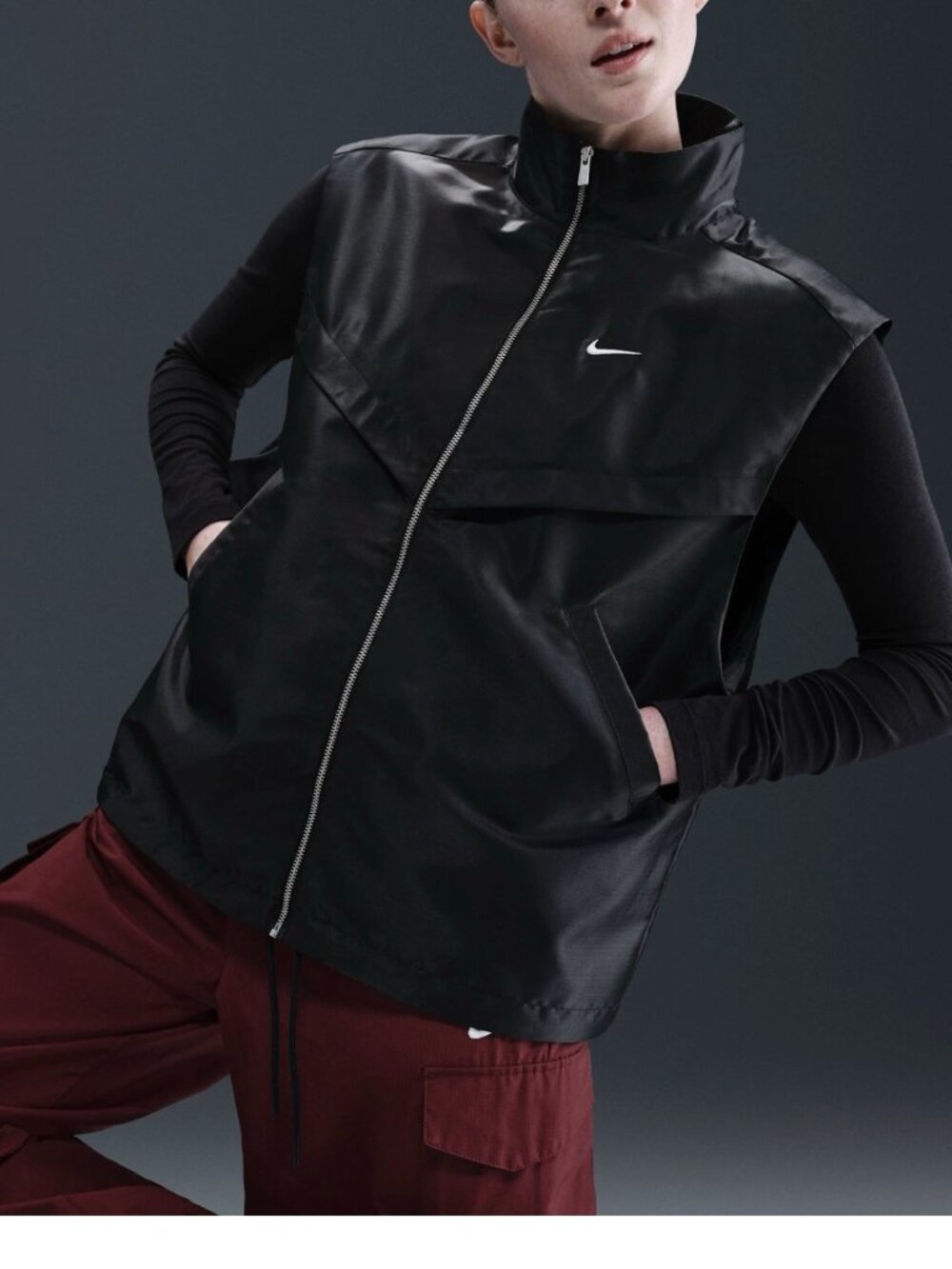 NWT Nike Sportswear Windrunner Women's Shine Vest Oversized Fit Small HV2472-010